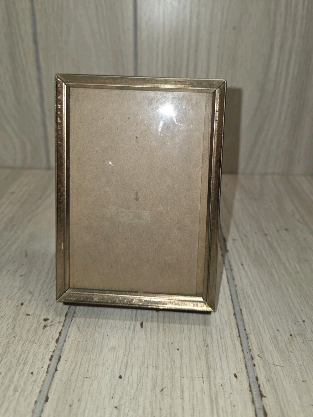 Vtg Brass Metal Etched 3.5 X 5” Picture Frame Easel MCM Farmhouse Gallery Wall